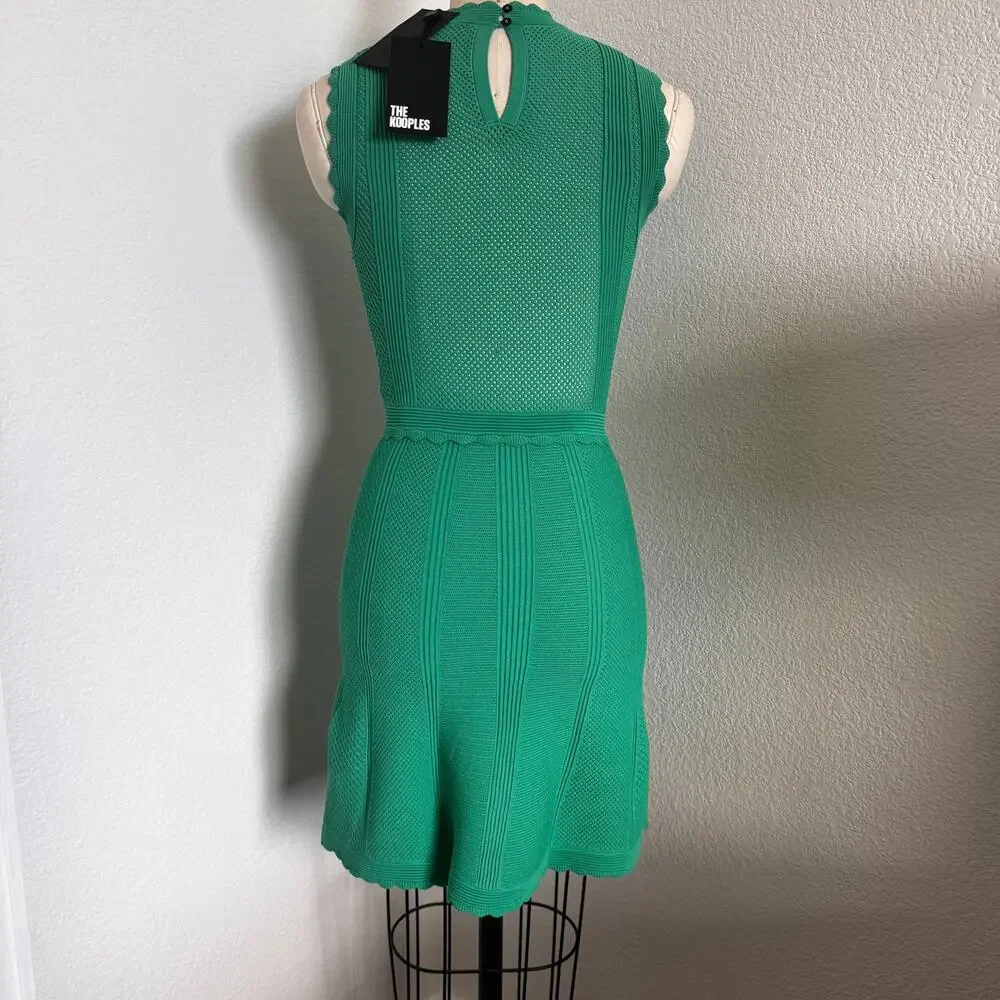 The Kooples | NWT Kelly Green Knit Pointelle Fit & Flare Dress Size 0/XS - Picture 3 of 12